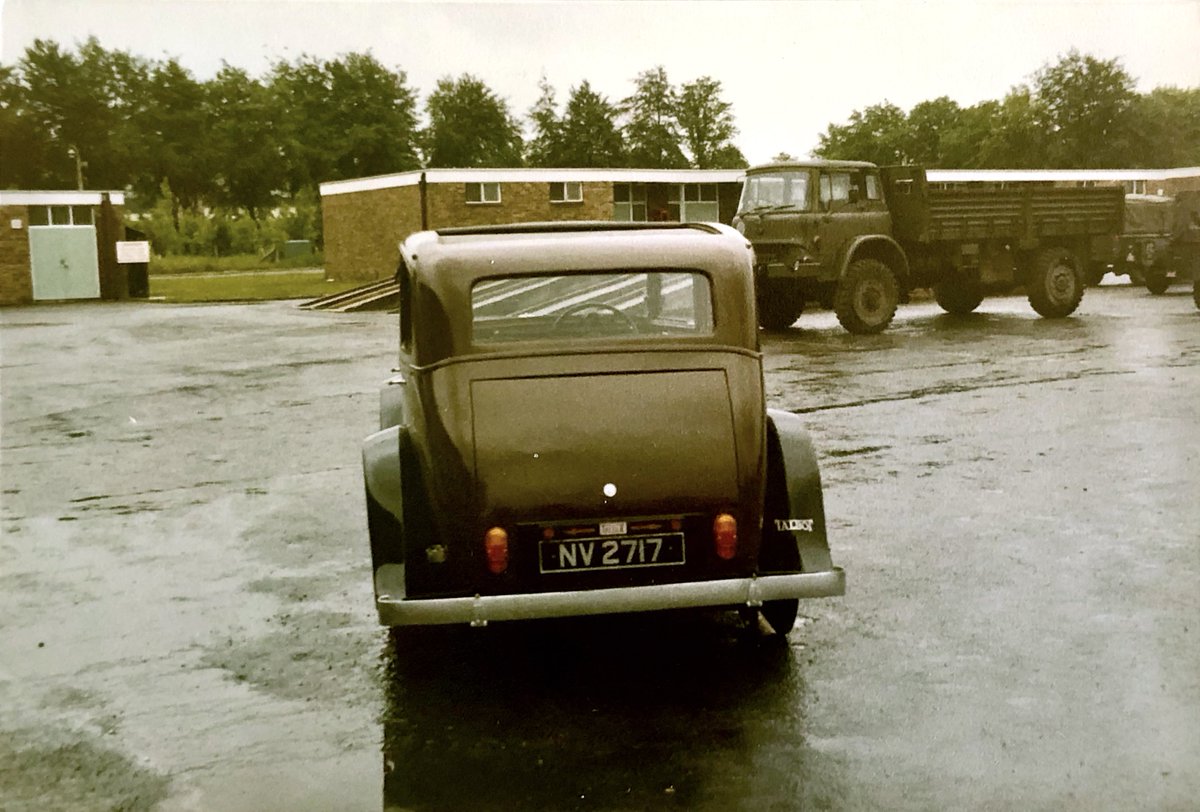 v8oholic's tweet photo. Mid 1980s, when my dad took his 1933 Talbot to work. Long before the 1990s repaint to red and black. Bonus FD Victor 2000 auto content too 😀 #TalbotThursday 🏁 https://t.co/WhK27xqj6F