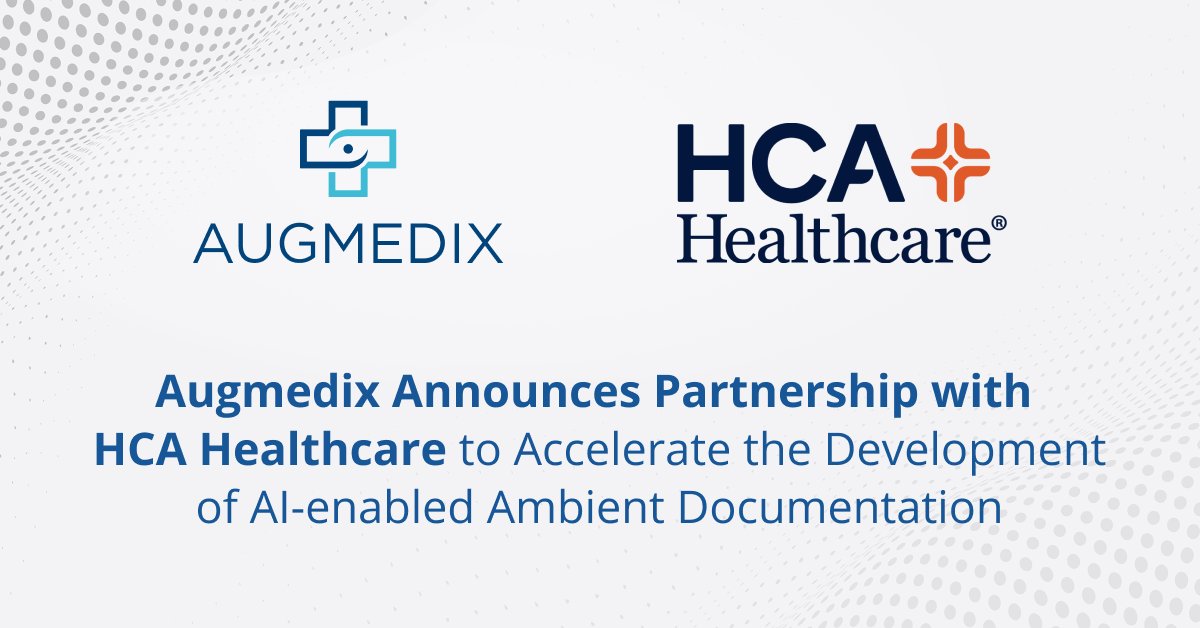 augmedix's tweet photo. Weโre proud to announce today our newest partnership with @HCAhealthcare to accelerate the development of AI-enabled ambient documentation products for acute care clinicians. Read the full announcement here: https://t.co/A6nKQ83nmt
#HealthTech #SeeThePatient #AugmedixConnection https://t.co/LRjJQFGyXR