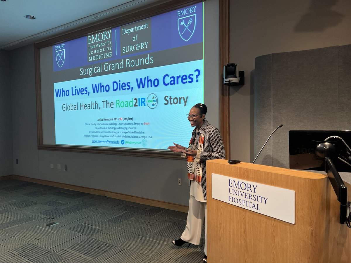 In T-minus 30 minutes, @EmorySurgery grand rounds will be hosting the @angiowoman as she talks about who lives, who dies and who cares. Special shout-out to @Road2IR 🎉🎉🎉