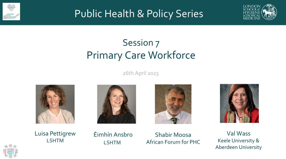 👊Primary Care Workforce 👊 @LSHTM #PHC @EimhinA on delivering #NCD care in humanitarian settings via primary care @ShabirMoosa on @AfroPHC, the role of #CHWs and scaling up #familymedicine @ValWassRCGP on medschools.ac.uk/media/2881/by-… Wed 26th Apr, 12:45 lshtm.ac.uk/newsevents/eve…