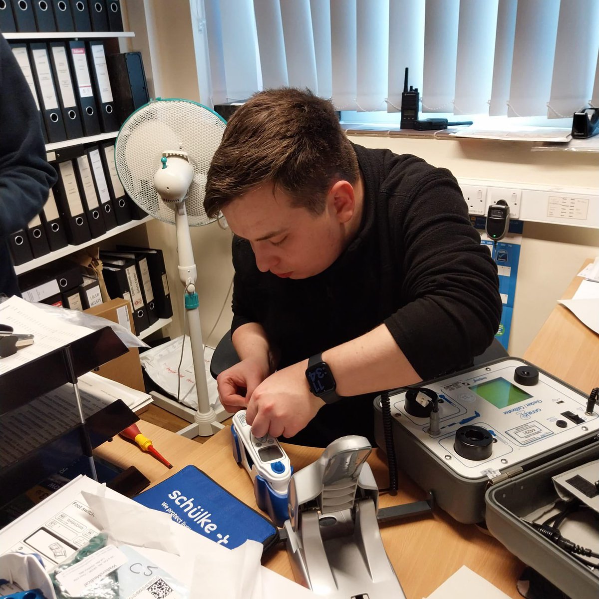 George getting stuck straight in testing thermometers at his new placement in EBME 
<a href="/StockportNHS/">Stockport NHS FT</a> <a href="/weare_pure/">Pure Innovations</a> <a href="/CheadleCollege/">The Cheadle College</a> <a href="/LJGamm/">Lisa Gammack 💙</a> <a href="/daljet86/">Daljet</a> <a href="/DawnMacroArt/">DawnMacroArt</a> <a href="/EqualStockport/">Equality & Inclusion Stockport NHS</a> <a href="/estates_nhs/">Estates & Facilities @ Stockport NHSFT</a>