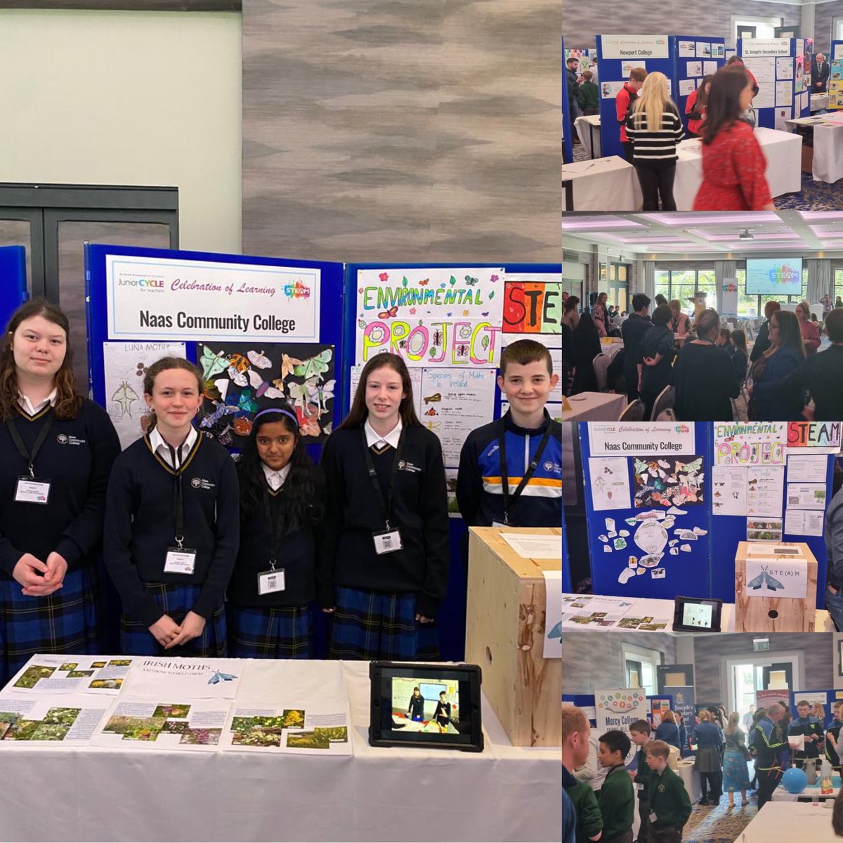 1st years at a STE(A)M in action project for JCT representing NCC in Tullamore who have been working on a project on how to increase the species of Moths in our local area. They learnt about Moths in subjects such as wood, science, geography, art, etc. @JCTSteAm #steaminaction