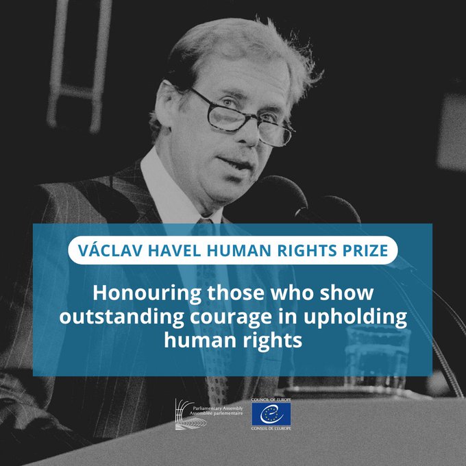 Do you know a courageous individual or group doing outstanding work to defend #HumanRights? This is the moment to honour them...   

Send your nominations for the 2023 Václav Havel Human Rights until 30 April.

🔗pace.coe.int/en/news/8937/v…

#HavelPrize #TheirCourageOurRights