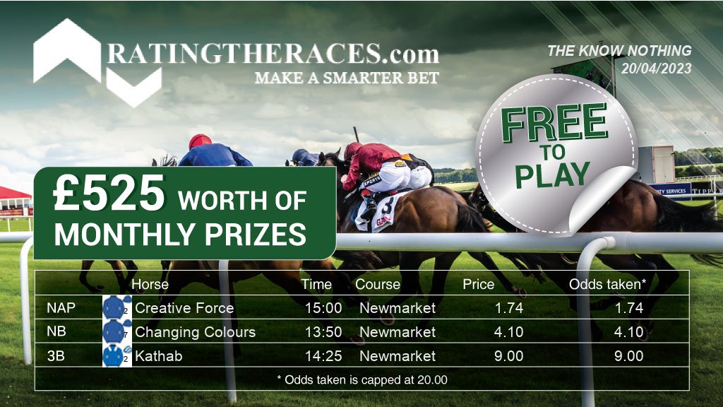 My #RTRNaps are: Creative Force @ 15:00 Changing Colours @ 13:50 Kathab @ 14:25 Sponsored by @RatingTheRaces - Enter for FREE here: bit.ly/NapCompFreeEnt…