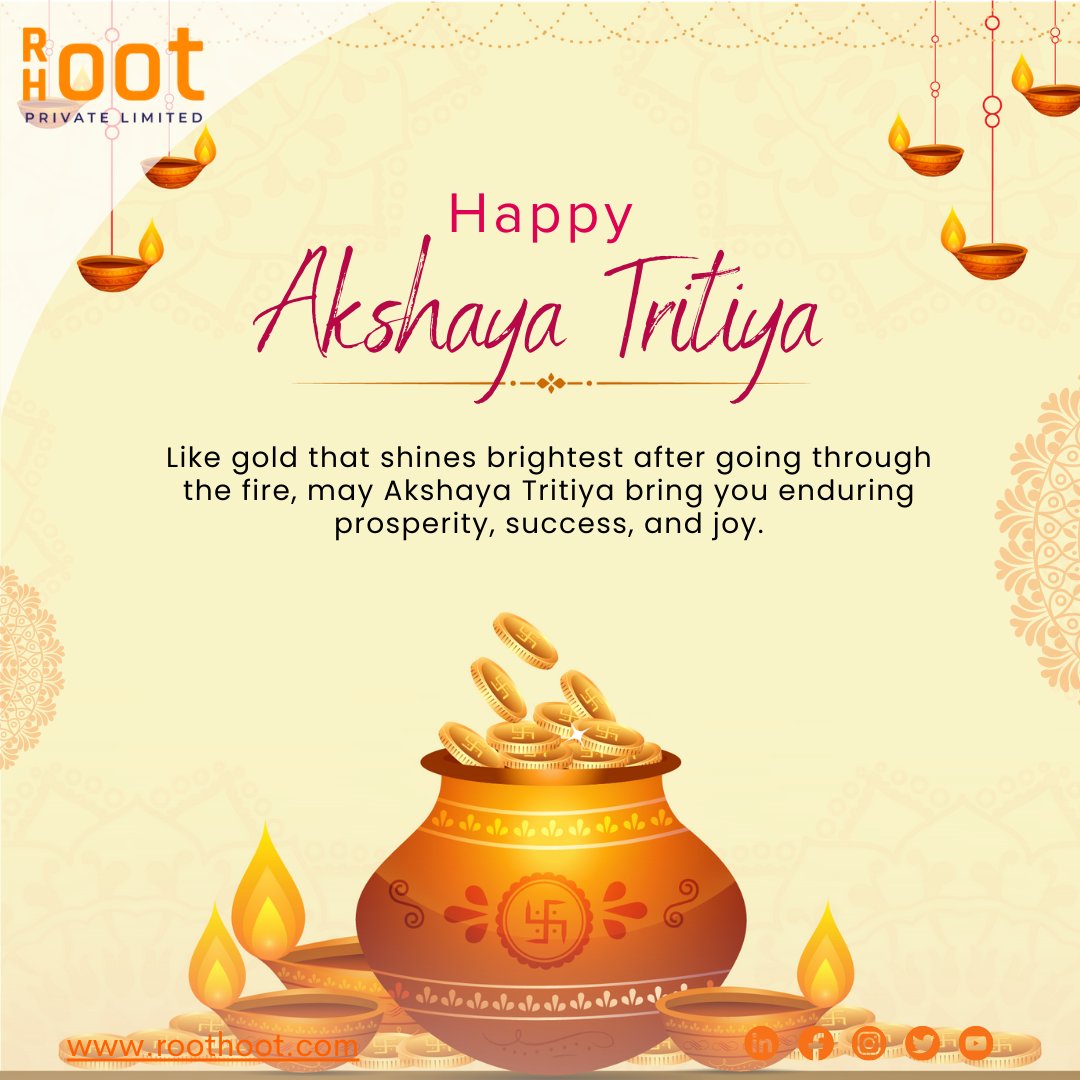 roothootco's tweet photo. Happy Akshaya Tritiya to everyone! ๐๐ May this auspicious day bring you all the happiness, love, and success you deserve. Let's celebrate this day with our loved ones and spread positivity.
#AkshayaTritiya #Happiness #Love #Success #Roothoot https://t.co/LiKIz5GibA