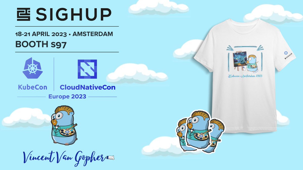 sighup_'s tweet photo. #Gopher dressed up for #KubeConEu #Amsterdam
Come to say hi at @sighup_ booth S97 and claim your #Vangopher #swag
We are here to help you discover more about our products and #Kubecon special announcements! https://t.co/mX7aLF9NhL
