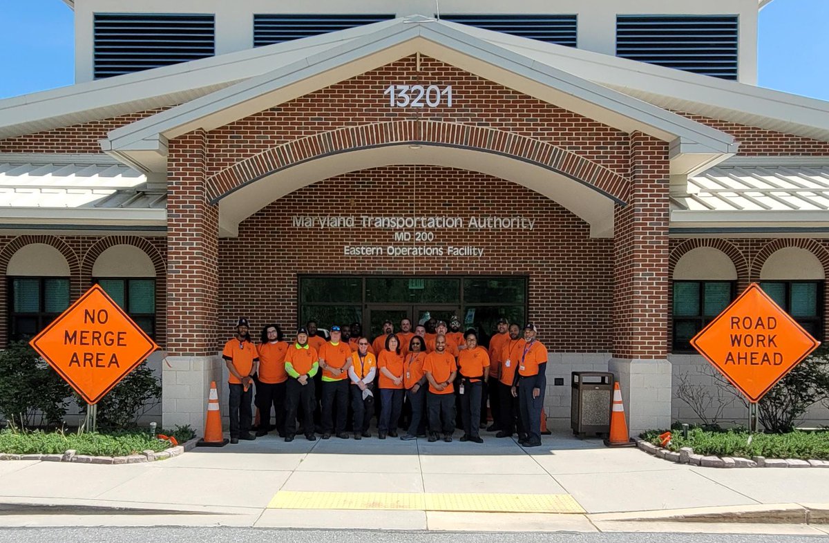 TheMDTA's tweet photo. Maryland Transportation Authority team members showed off their orange this week at the Intercounty Connector facility in support of Work Zone Safety Awareness Week. #GoOrangeMD #MDOTSafety https://t.co/9k69UInZwW