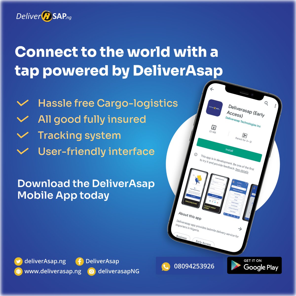 deliverasapng's tweet photo. Need Cargo-logistics services?
Get the DeliverAsap Mobile App today via Google Playstore.
.
.
.
.
.
 #playstoreapp #deliverasapng #deliverAsap #africanmerchants #update #deliverasap #crossborderlogisticsservices #offers #africa https://t.co/oZdr15VrVl