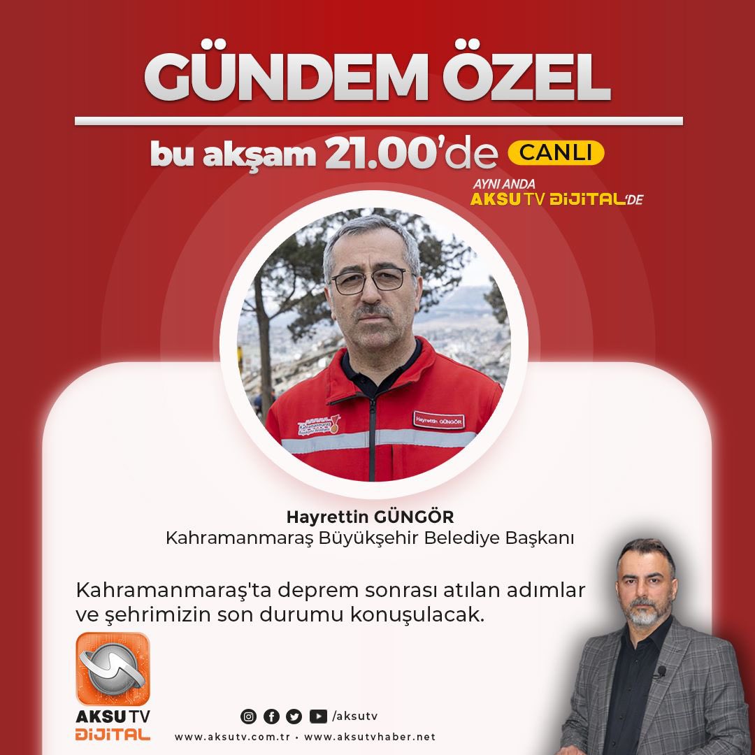 buyuksehirkm's tweet photo. Büyükşehir Belediye Başkanımız @hayrettingng, bu akşam 21.00’de @aksutv Gündem Özel programının canlı yayın konuğu olacaktır. https://t.co/MYHwnrPEVl