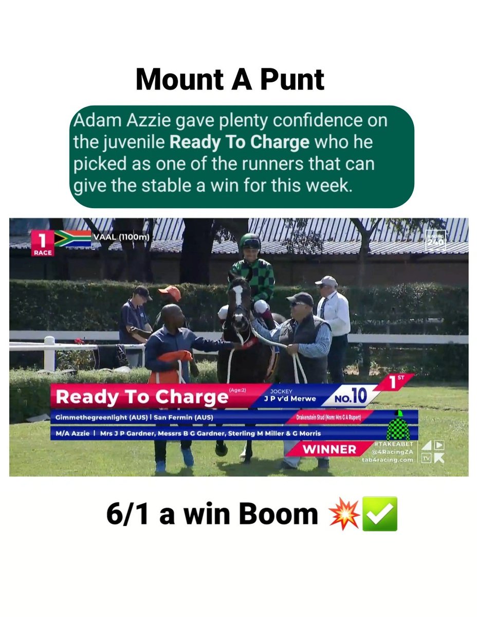 rilwelen1's tweet image. I wrote this one down on Tuesday
#Tracktalk @4RacingZA @TabSouthAfrica 
We got 6/1 a win. 💥✅️