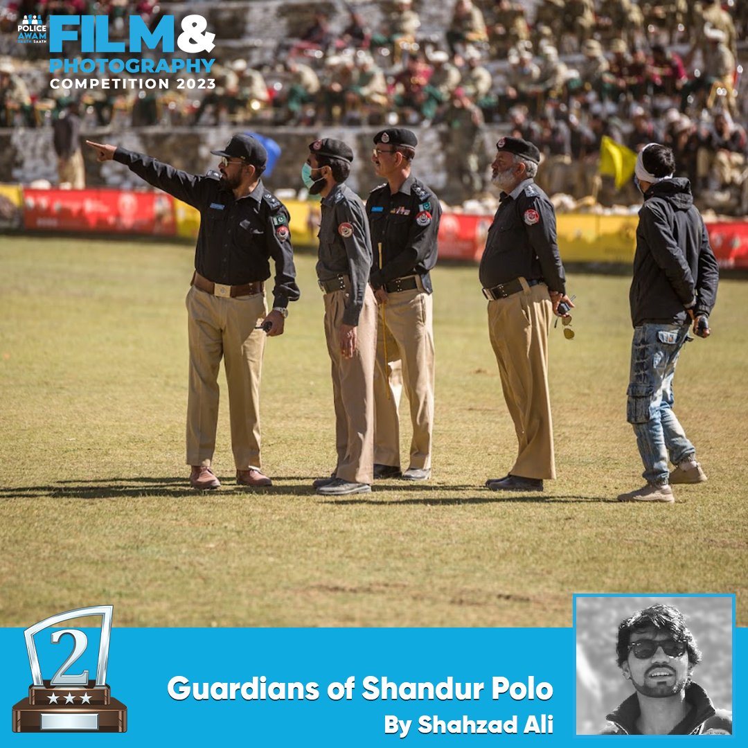 PasbanAwam's tweet photo. 🥈 Runner-up, winning Rs. 5000, is none other than Shahzad Ali for their #photograph called "Guardians of Shandur Polo". This photograph perfectly showcases the hard work & collaboration that goes into keeping crowds safe. Well done, @shahzadali7980! 👏 #PoliceAwam https://t.co/Ka2KtJ7Cyo