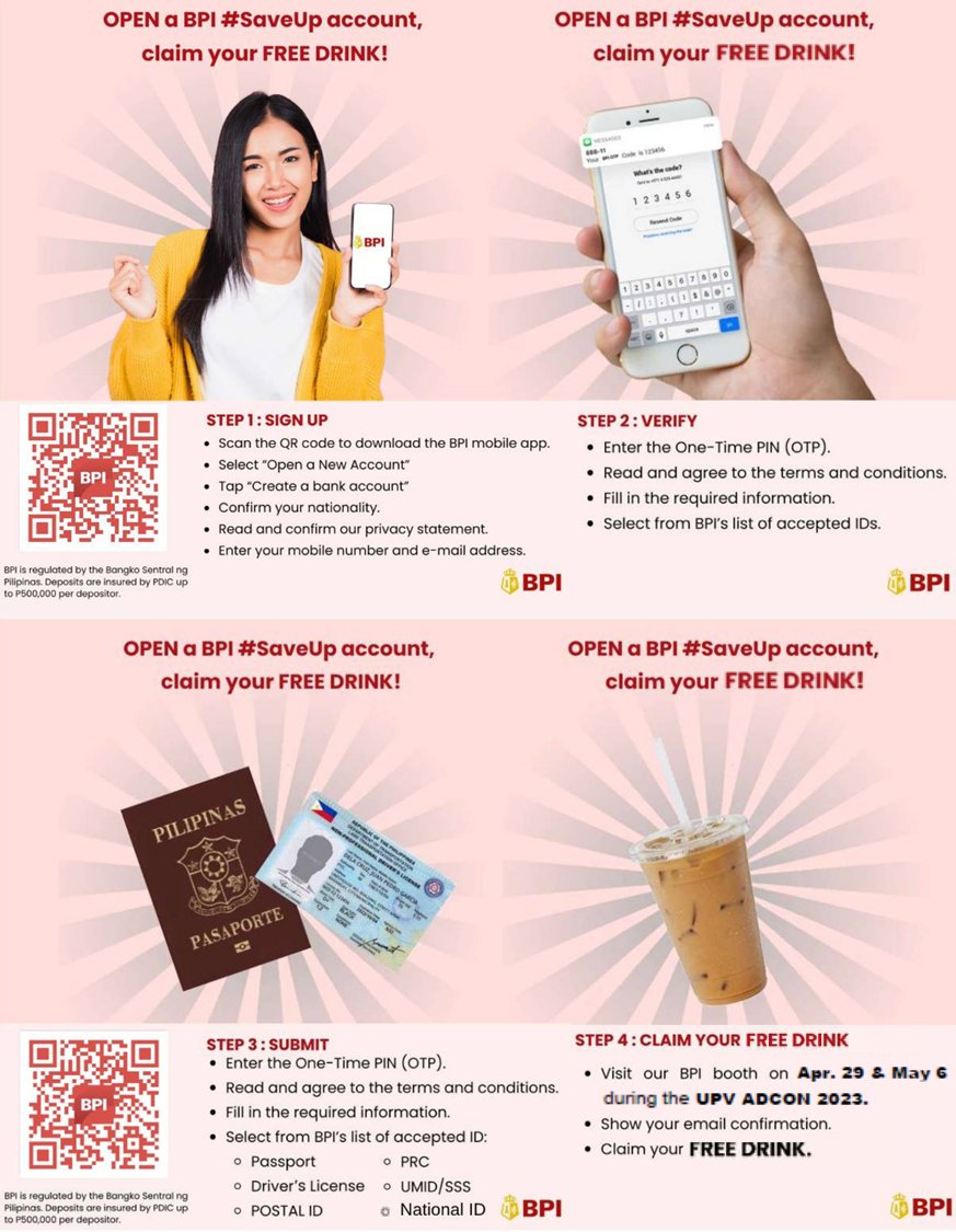 ADCON2026's tweet photo. Wanna know a ✨winning streak✨ ?  
✅𝐍𝐎 𝐔𝐏𝐅𝐑𝐎𝐍𝐓 balance payment 
✅𝐎𝐍𝐄 𝐌𝐎𝐍𝐓𝐇 long to deposit maintaining balance  
✅𝐅𝐑𝐄𝐄 iced coffee drink  

 #AdCon2023 #AdConDay1 #YourNextMove #NewConsumerRush #BPI #SaveUp https://t.co/eTJzuEQzOV