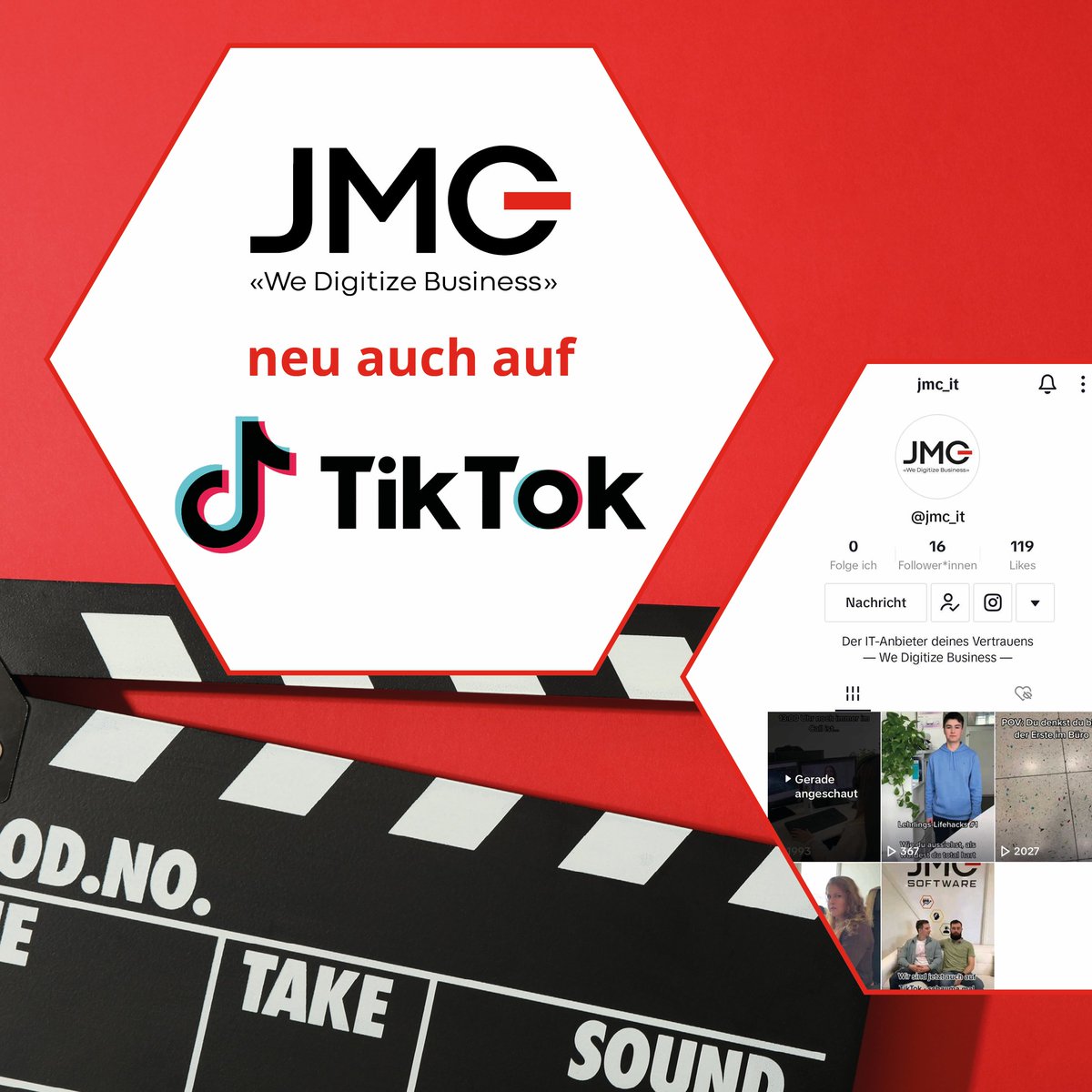 jmcsoftwareag's tweet photo. JMC ist neu auch auf TikTok mit dem Benutzernamen «jmc_it» vertreten. Wir freuen uns über neue Follower und viele Likes! ❤️
https://t.co/rq6OA5l6dv
#jmcsoftware #jmcnews #jmc_it #TikTok #DigitalMarketing #Authentizität #Kreativität #Zielgruppenansprache #marketing #filmab #like https://t.co/JxMNDA98qO