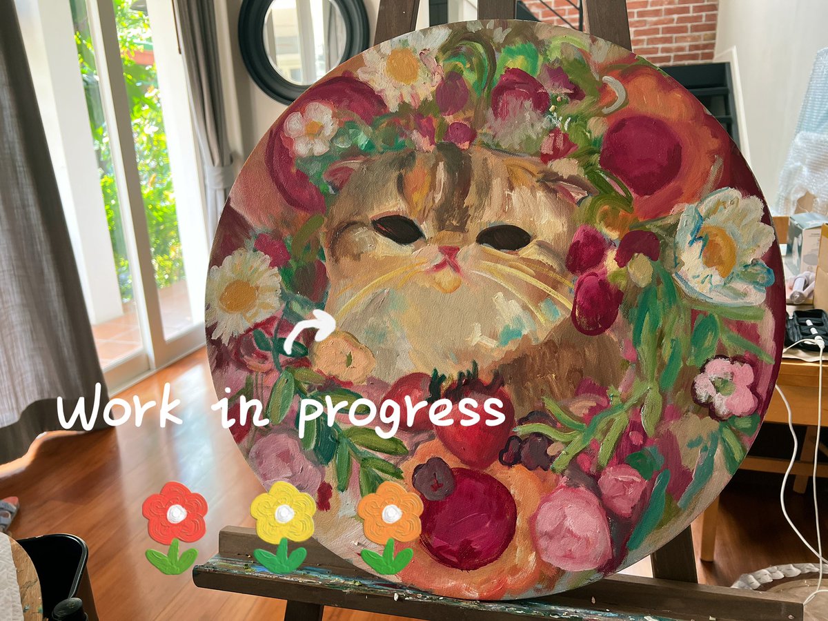 CatGarden_P's tweet image. Round canvas series in progress 
🐱⚪️
#slowprogressisstillprogress 
#oiloncanvas  #illustration #workinprogress #wip #catart