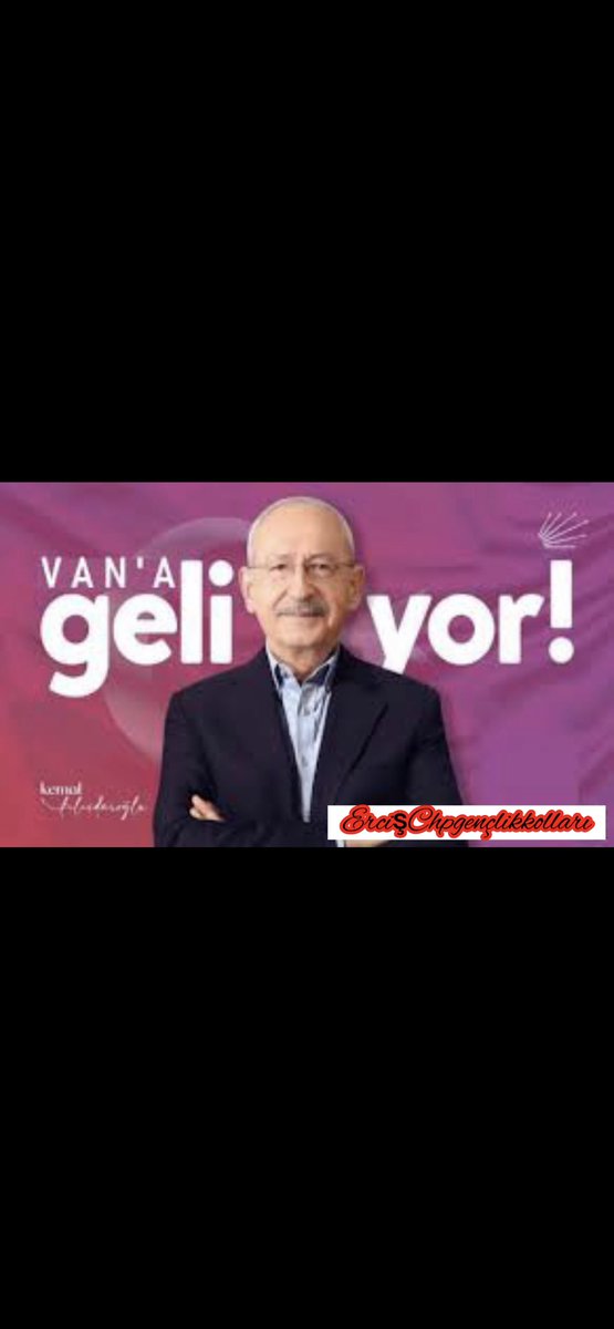 Van’a halkın adamı Bay Kemal geliyor.
Ben Kemal geliyorum diyordu ve güzel Van’ımıza da 26 nisan 2023 çarşamba günü geliyor. Büyük buluşmaya hazır mıyız? Büyük buluşmaya-değişime adım adım ilerliyoruz.
 <a href="/herkesicinCHP/">CHP 🇹🇷</a> <a href="/kilicdarogluk/">Kemal Kılıçdaroğlu</a> <a href="/bedirhanogluvan/">Seracettin Bedirhanoğlu</a> @mvercancicek65 <a href="/hakanilvan/">Hakan İlvan</a>