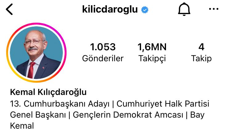 Bozuk saat gibi aynı tweeti 10 kere atıyorum kusura bakmayın dostlar çünkü önemli. Twitter algoritması herkesin malumu yankı odaları yaratıyor. Instagram öyle değil. Bu cumhurbaşkanı adayımızın Instagram profili. Takip edilip videoların her gün paylaşılması çok hayati. +