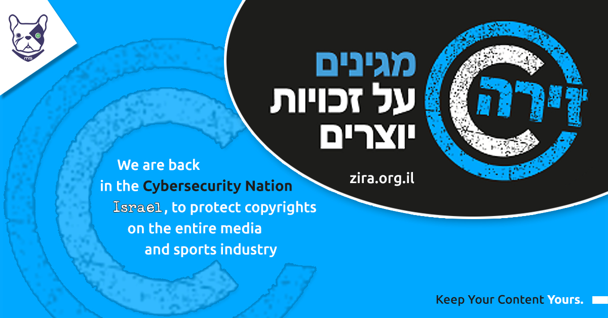 New partnership with Zira Ltd, the #Organization in charge of #Copyright management in #Israel We rule #media #Protection in 🇮🇱 #artificalintelligence #MachineLearning #contentcreation #ott #paytv #filming #sports #antipiracy