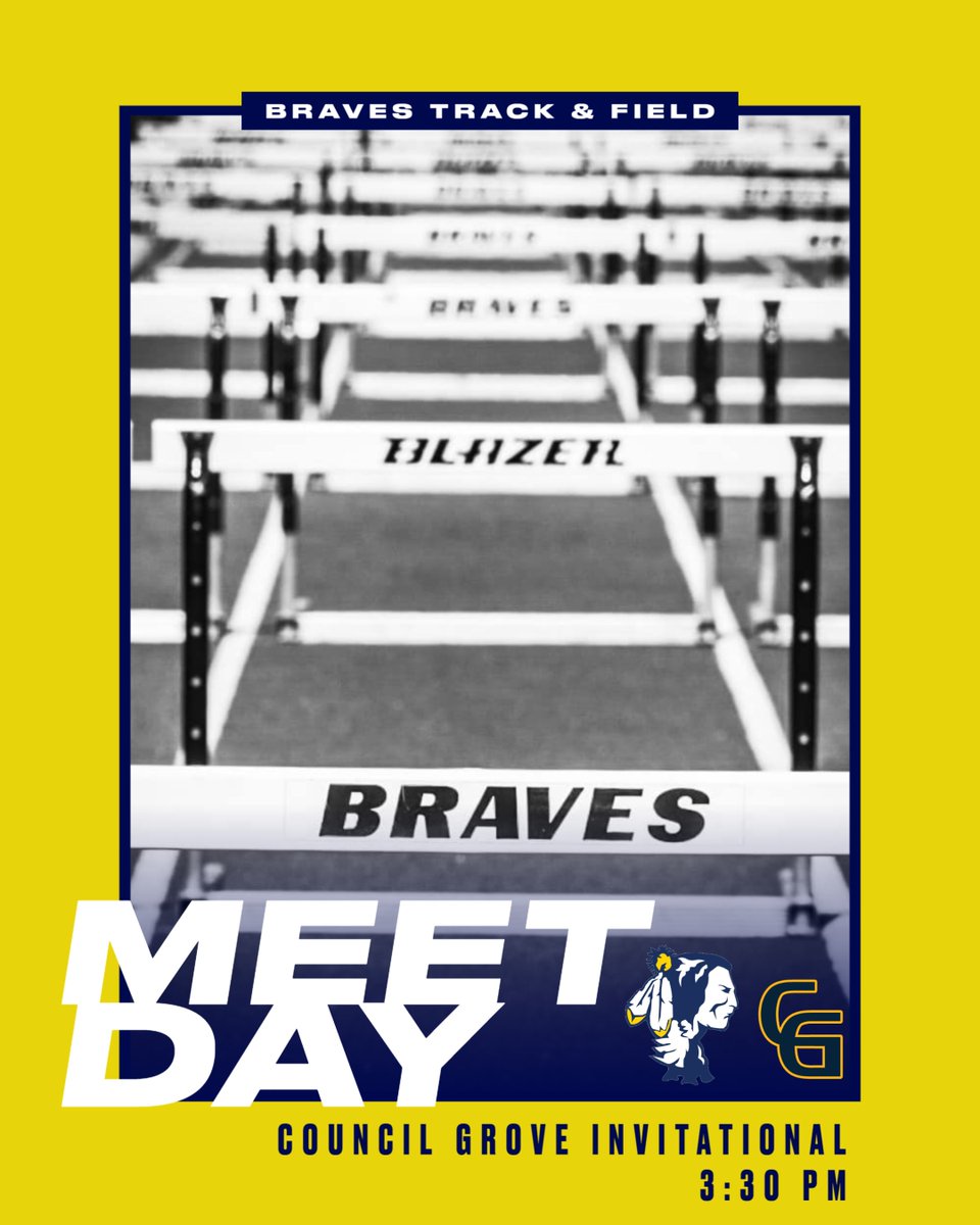 Good luck to the Braves Track &amp; Field Team as they host the Council Grove Invitational today! Field Events Start at 3:30PM.  GO BRAVES!
