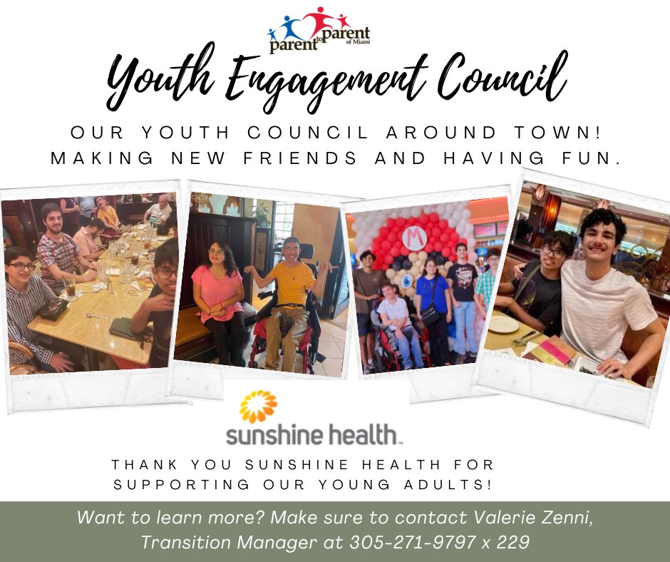 Our Youth Engagement Council is having fun around town! From eating out to having fun at the movies, making new friends and sharing experiences. Thank you Sunshine Health for supporting our young adults! #dreambigforkidswithdisabilities