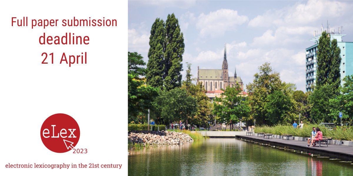 elex_conference's tweet photo. Only one more day to submit your full papers! Deadline: 21 April 2023.
eLex2023: electronic lexicography in the 21st century. https://t.co/2GcHb9NKUI