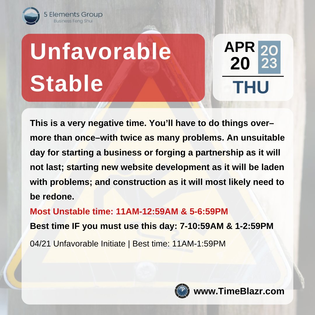 Take advantage of knowing what to plan for in advance to either minimize damage when the energy is unfavorable or boost your success during vibrant days with the TimeBlazr®. 

Sign up for a free 30-day trial of the TimeBlazr®: Free30TimeTrial.com 

#astrology #fengshui