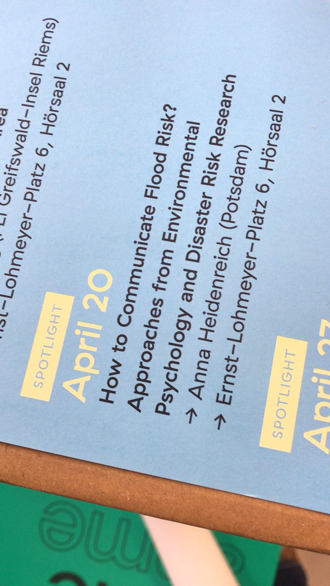 What can we learn from surveys and evaluation studies about risk perception, individual adaptation, warnings &amp; risk communication in case of flood events? Join us tonight 6pm for the lecture by Dr Anna Heidenreich (Potsdam)!