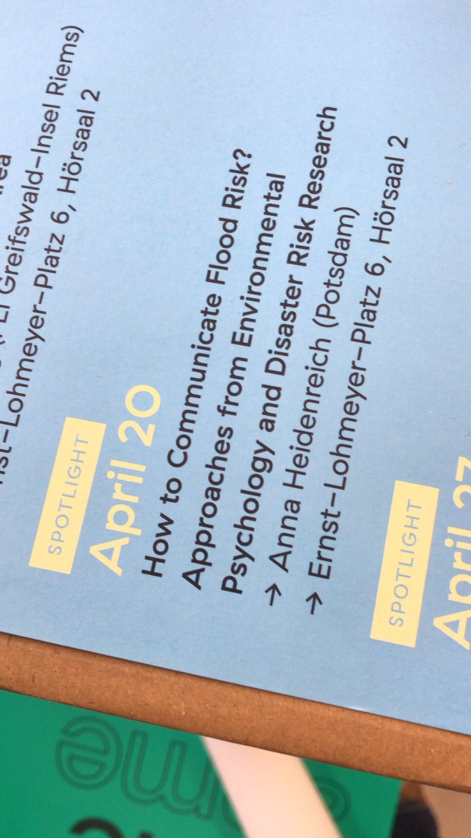 What can we learn from surveys and evaluation studies about risk perception, individual adaptation, warnings & risk communication in case of flood events? Join us tonight 6pm for the lecture by Dr Anna Heidenreich (Potsdam)!
