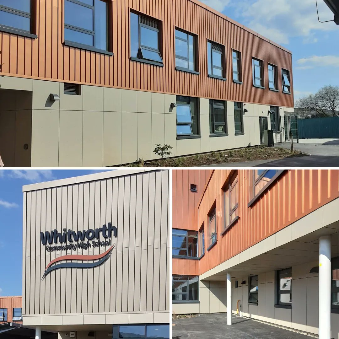 LongworthFacade's tweet image. We recently completed our facade works at Whitworth School in Rochdale for Wates Construction

On this scheme we installed Euroclad Vieo standing seam in two different colours, as well as an Equitone Natura to the ground floor level

#whitworthschool #equitone #euroclad