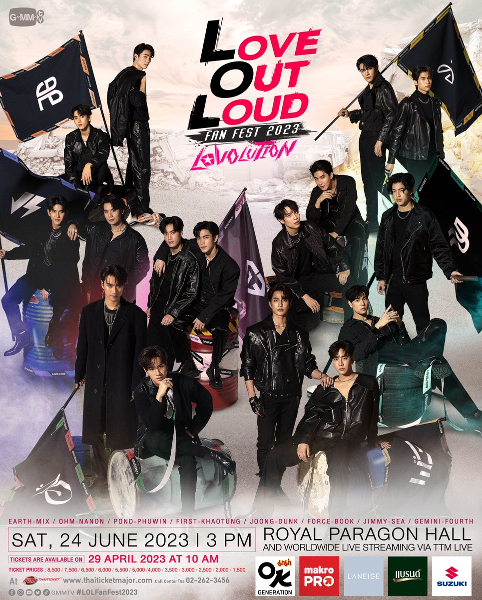 GMMTV's tweet photo. 📢 ประกาศรวมพลครั้งสำคัญ! เตรียมตัวไปสนุกพร้อมกันใน
‘LOVE OUT LOUD FAN FEST 2023 : LOVOLUTION’

📍 24 June 2023 | Royal Paragon Hall
Tickets on sale : 29 April 2023 | 10 a.m. at Thaiticketmajor

🔗 MORE INFORMATION : https://t.co/nVCn2wt0SE

#LOLFanFest2023
#GMMTV https://t.co/0tw51V7Y8u