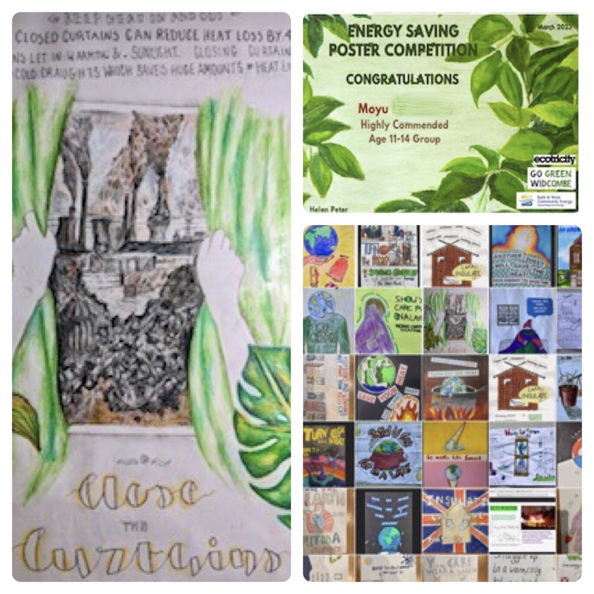 Congratulations to Moyu in Year 7 on receiving #highlycommended in the #gogreenwidcome @ecotricity #ecoposter competition 🌱 #everythingispossible