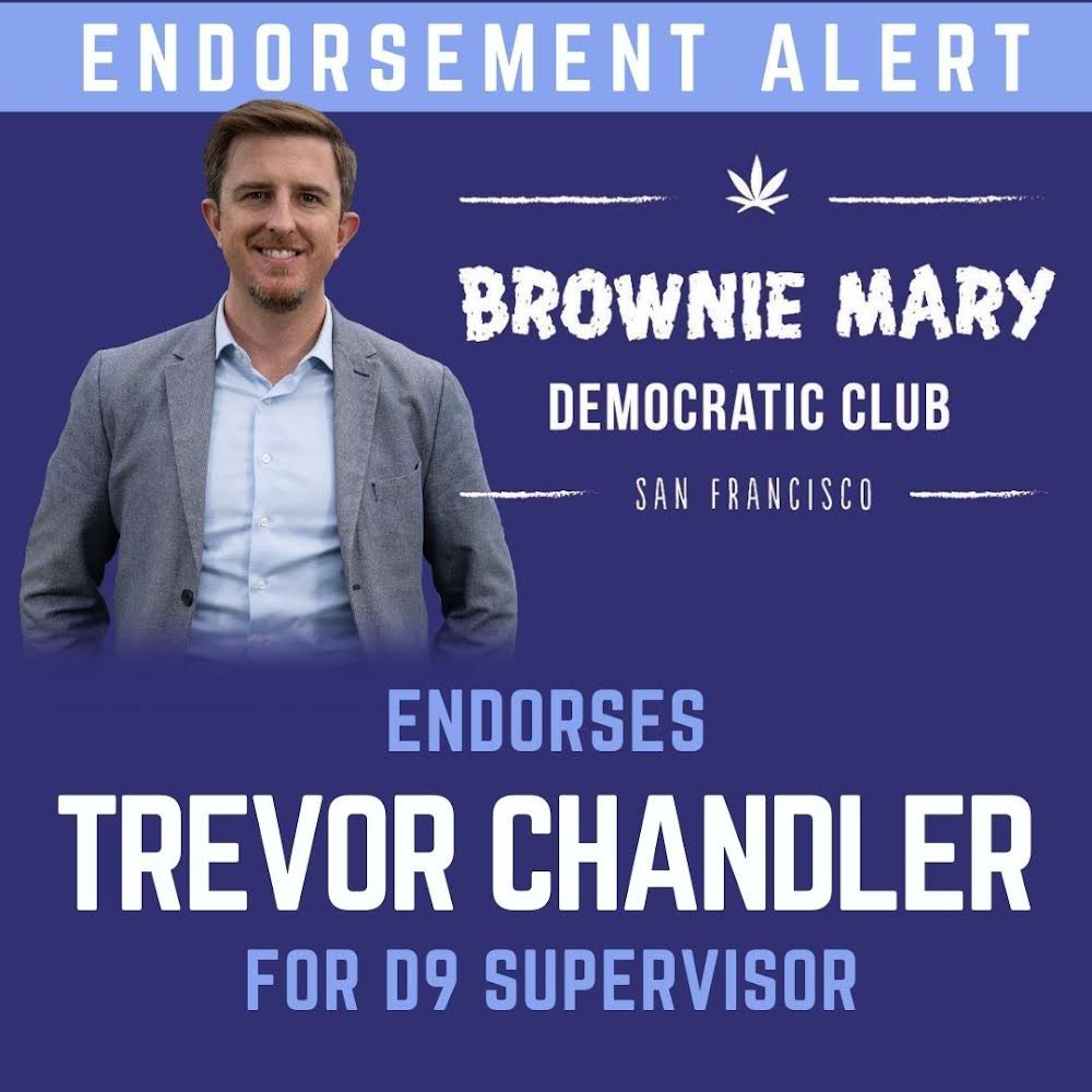 Trevor4SF's tweet image. BREAKING: Our campaign has earned the FIRST Democratic Club endorsement of ANY candidate in the D9 race!

I’m running a grassroots campaign against City Hall endorsed candidates + I’m proud to have the activists of the Brownie Mary Dem Club standing with me for common sense!