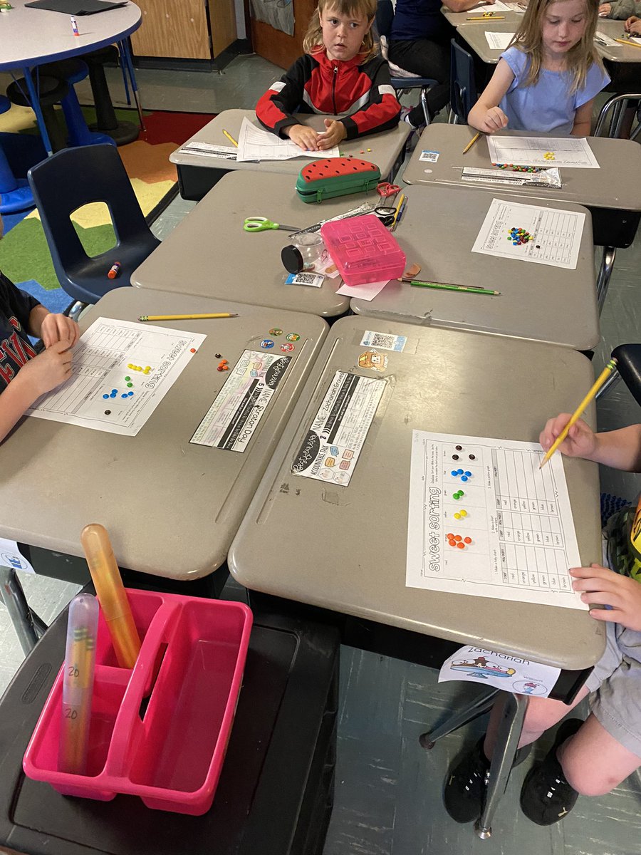 First graders today are using M&amp;Ms to sort and graph data!