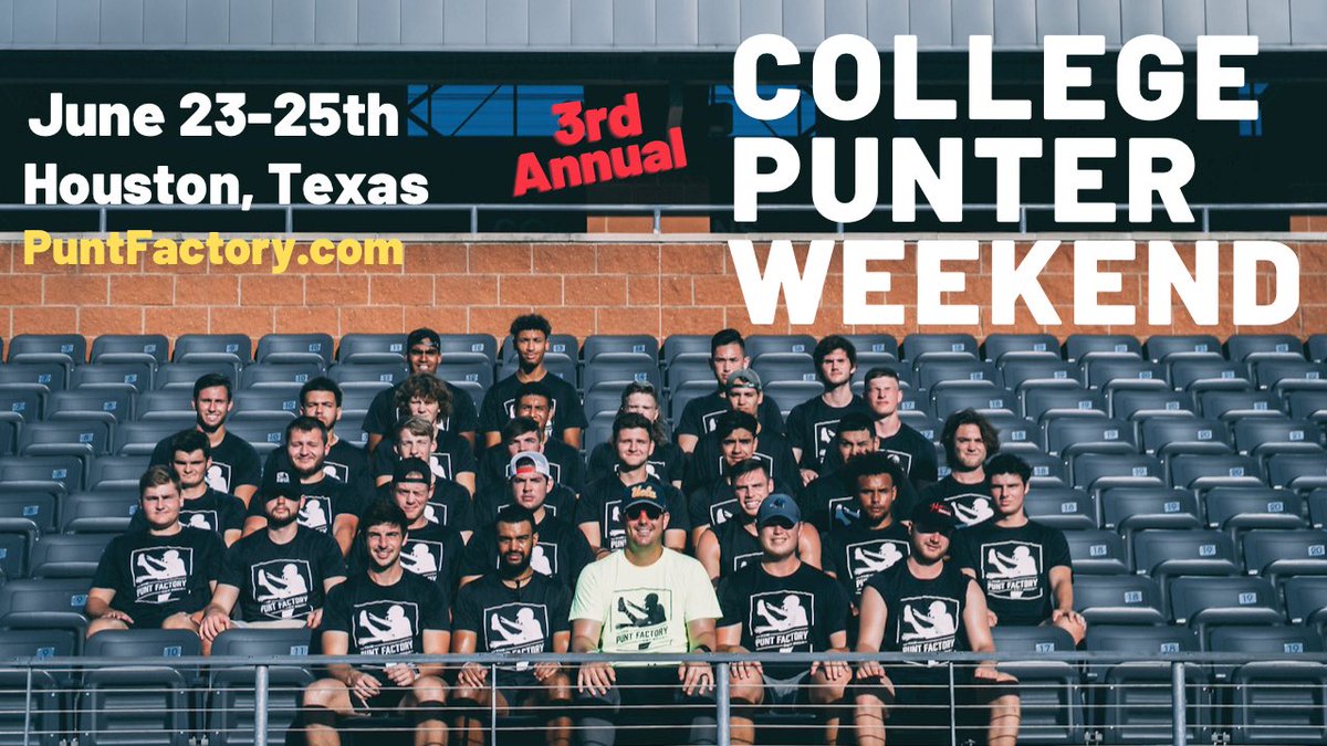 ThePuntFactory's tweet image. COLLEGE PUNTERS 👀

Let’s. GO!!!!!

3rd Annual College #Punter Weekend 🤙🏼

June 23-25th
Houston, TX

In just 2 years we have had guys from here go on to the #NFL, the #XFL, become All-Conference &amp;amp; so much more!

PuntFactory.com