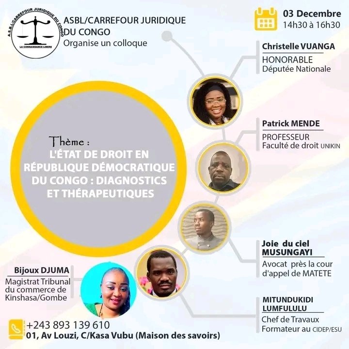 Asbl_cjc's tweet photo. Retour en images du colloque sur l'État de droit en République démocratique du Congo : diagnostic et thérapeutique. https://t.co/P7SrFFfH5N