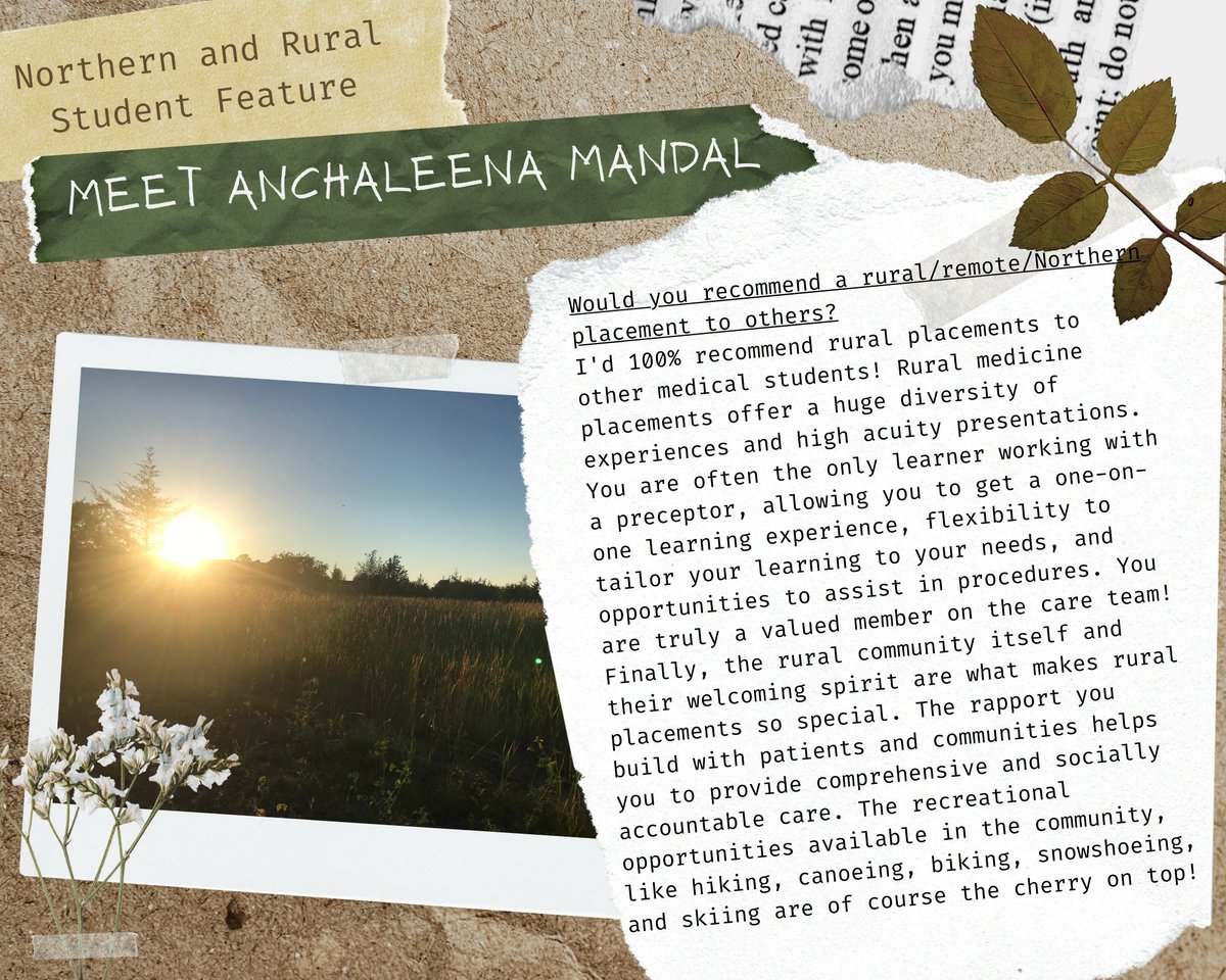 norm_omsa's tweet photo. Our next Northern and Rural Student Feature of 2023 is 4th year Queen's student Anchaleena Mandal!
If you are a medical student who has had a Northern/rural learning experience please consider filling out the Google Form to be featured in our next post! https://t.co/IA1xmwefFE https://t.co/96sS8sznvk