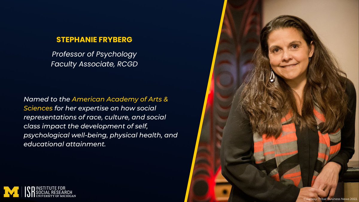 umisr's tweet photo. ISR and @RCGD_ISR affiliate, Stephanie Fryberg, has been named to the Academy of Arts &amp; Sciences. Fryberg's high-impact research focuses on social representations and impacts of race, culture, and social class. Read more here: https://t.co/5iGPiYo3dj https://t.co/0ONTaygOKX