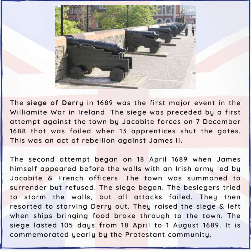 BritishHistorym's tweet image. #otd 20 April 1689 – Deposed monarch James II of England lays siege to Derry.

#JamesII #SiegeofDerry #Britishhistory #History #Derry #williamitewar  #KingJamesII #RoyalHistory   #onthisdayinhistory