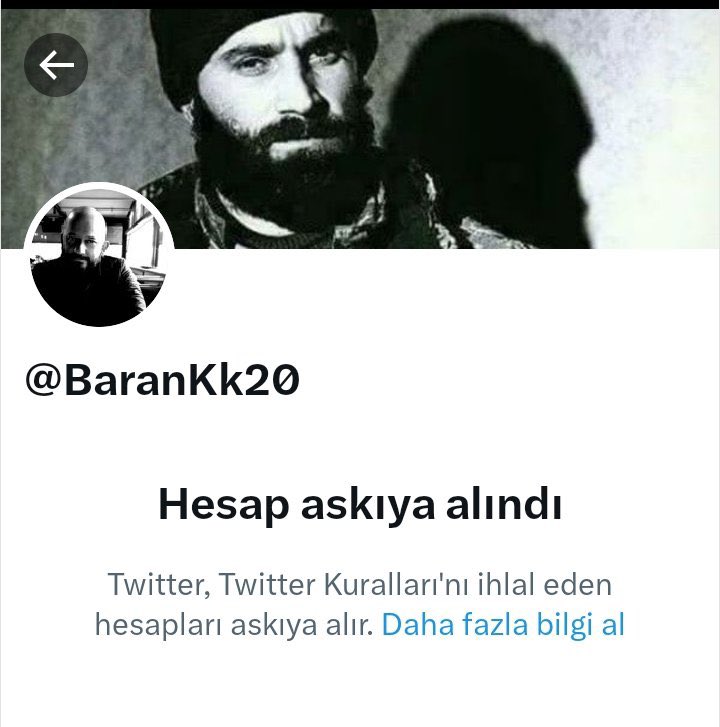 Bu adamın hesabını açın, hangi akla ziyan kapattınız adamın  hesabını iade edin kendisine 
@TwitterTurkiye @BaranKk20