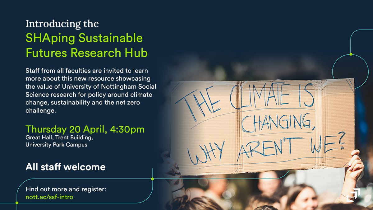 Excited to be part of the new SHAping Sustainable Futures Hub at @UniofNottingham and speaking on climate adaptation & policy at this afternoon's launch event happening right now! @UoN_Institute @UoNGeography