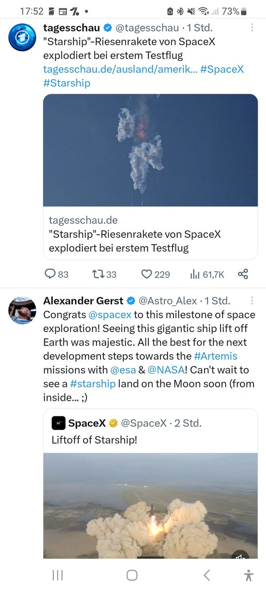 Twittertreffer zum Starship Launch: