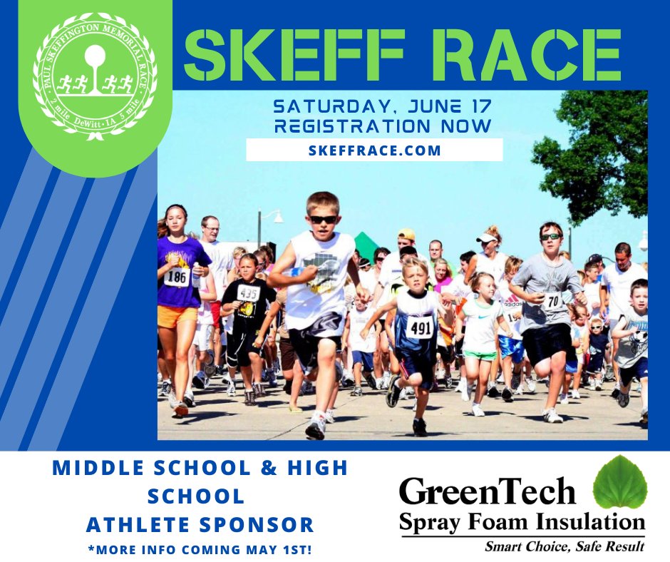 SkeffRaceIowa's tweet photo. Attention Middle School &amp; High School Athletes!!! Coming May 1st, you can register for a discount with our Athlete Sponsor! Thank you, GreenTech Spray Foam Insulation! https://t.co/XKvyCVIuII