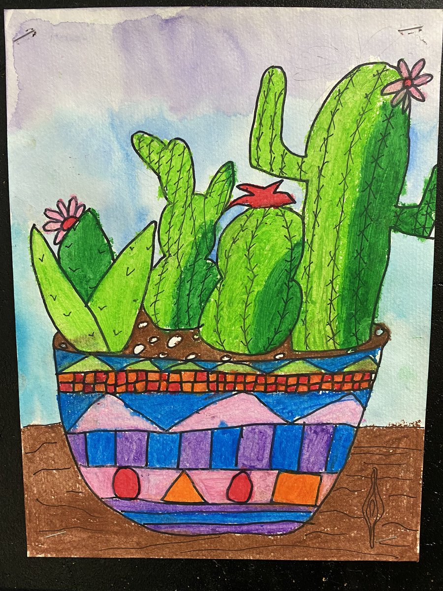 MrsCaitlinMunro's tweet photo. Water colour, oil pastels and baby oil were used to create these succulent gardens @darwinLRSD https://t.co/mppE0InJ2u