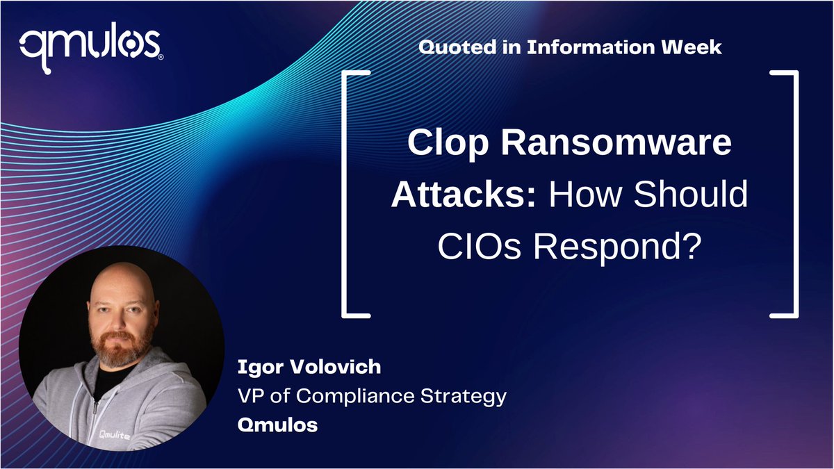 Qmulos's tweet image. Discussing Clop ransomware attacks, @CyberIgor suggests #CIOs aim to strengthen #compliance with regulations; focus on #conmon, reporting, and communication to demonstrate a commitment to #security, all before a threat may occur. 📖 bit.ly/43PQiW3
Thank you @bthorowitz!
