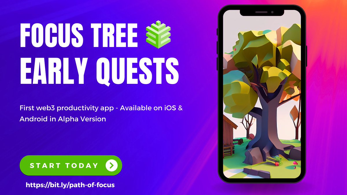🚀🔥 Your ultimate journey begins now! 🌳🏆

Conquer our 30+ epic quests and unlock many rewards along the way! 🎁💥🙊👀

Start your transformation today! 
bit.ly/path-of-focus 

Join <a href="/focustree_app/">Focus Tree 🌱</a> and revolutionize productivity with web3 &amp; <a href="/Starknet/">Starknet (BTCFi arc) 🥷</a> ! 🌐

#NFT