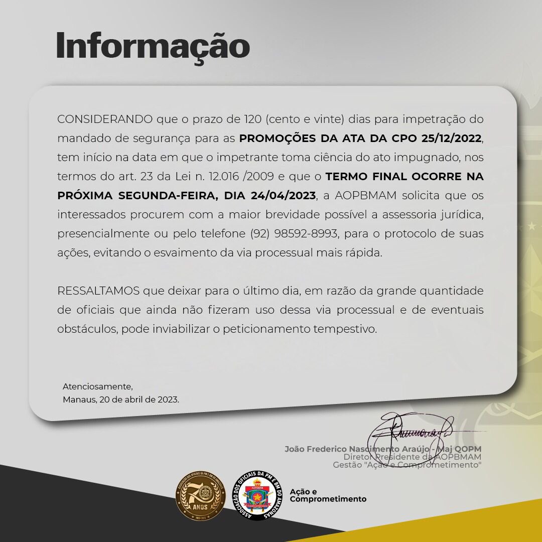 AOPBMAM's tweet photo. 🚨 INFORMAÇÃO IMPORTANTE PARA OS ASSOCIADOS https://t.co/pwAr5fOlxs
