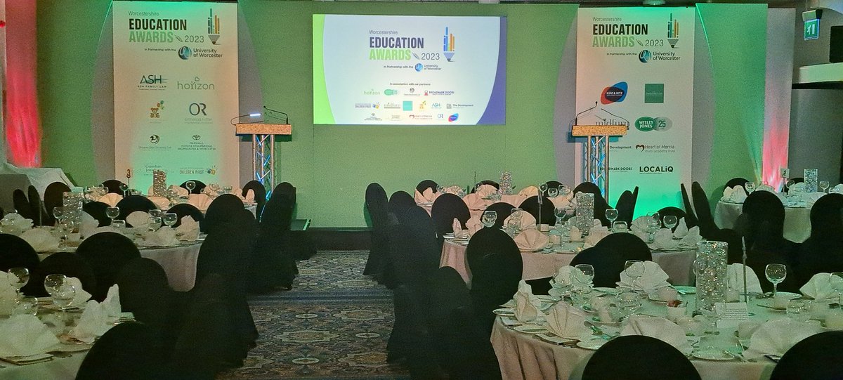 adrianw84624967's tweet image. All set up and ready to go for the Worcestershire Education Awards 2023 at the Abbey Hotel,  Malvern #WEA2023