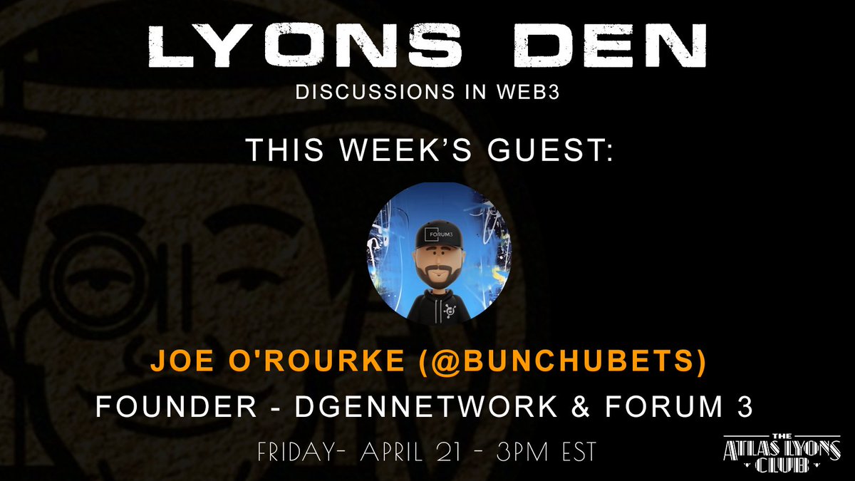 Lyons Den is back from it's hiatus and we're kicking things back off w/ @BunchuBets. Excited to talk about what he's built at @dGenNetwork and how he's helping companies like @Starbucks  build via @Forum3_.

(Link to Space in 🧵)
