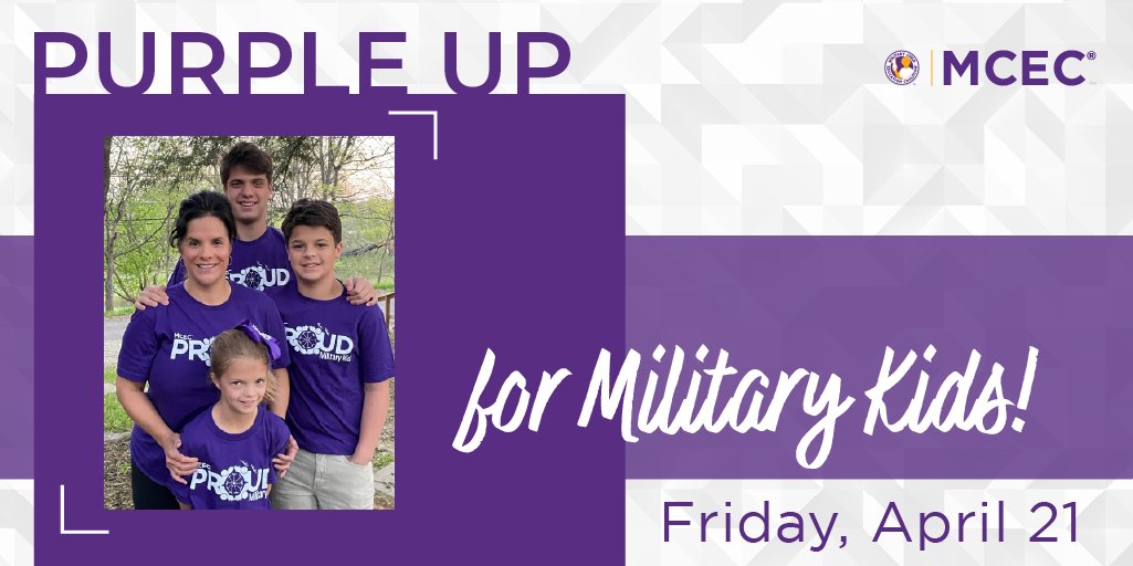 #PurpleUp Day is tomorrow! Be sure to tag and mention #MCEC so we can share your spirit! #MOMC #MonthOfTheMilitaryChild
