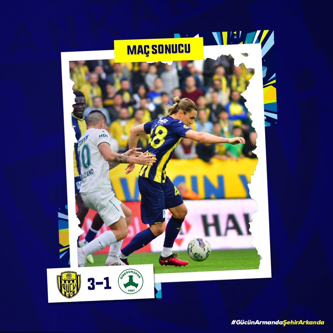 ⏱ Maç sonucu | MKE Ankaragücü'müz 3 - 1 Bitexen Giresunspor #AdaletHerKulübeLazım