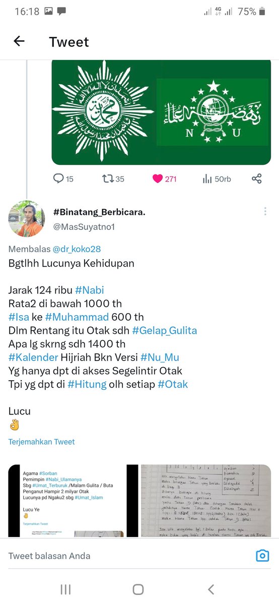 MasSuyatno1's tweet photo. @MarufKhozin Bgtlh Lucunya Kehidupan
2:185
PeTunjuk utk #Manusia
Jk bkn Manusia Ya gk #Faham 29:43
#Pembeda:
#Alloh=Tuhan
#Rosul=Malaikat
#Muhammad=Manusia
(Di atas itu Agama #Islam
Di Bawah Agama #Sorban)
#Nabi=Hewan
Di bumi ini tdk ada
Penganut #Islam
Yg Ada Penganut #Sorban
Lucu
๐ https://t.co/JxXOWvlpMB